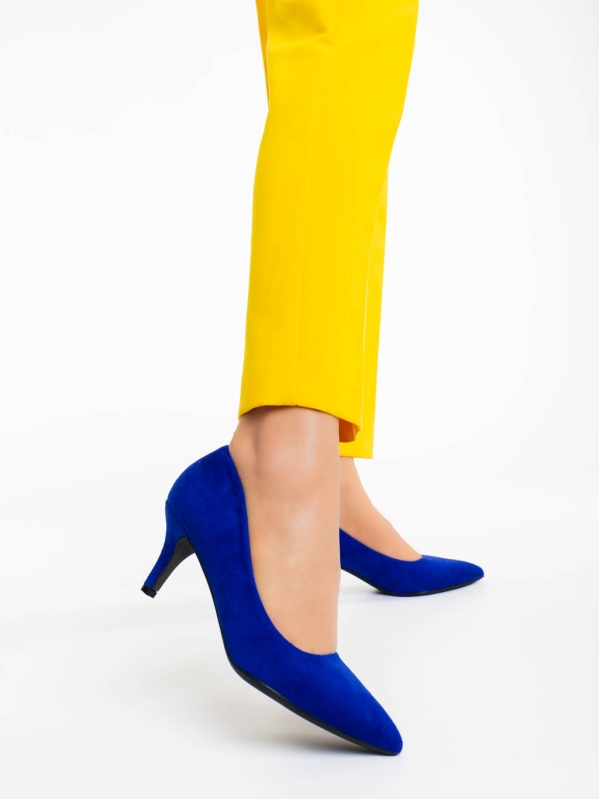 Dayla kék női magassarkú cipő textil anyagból - Kalapod.hu