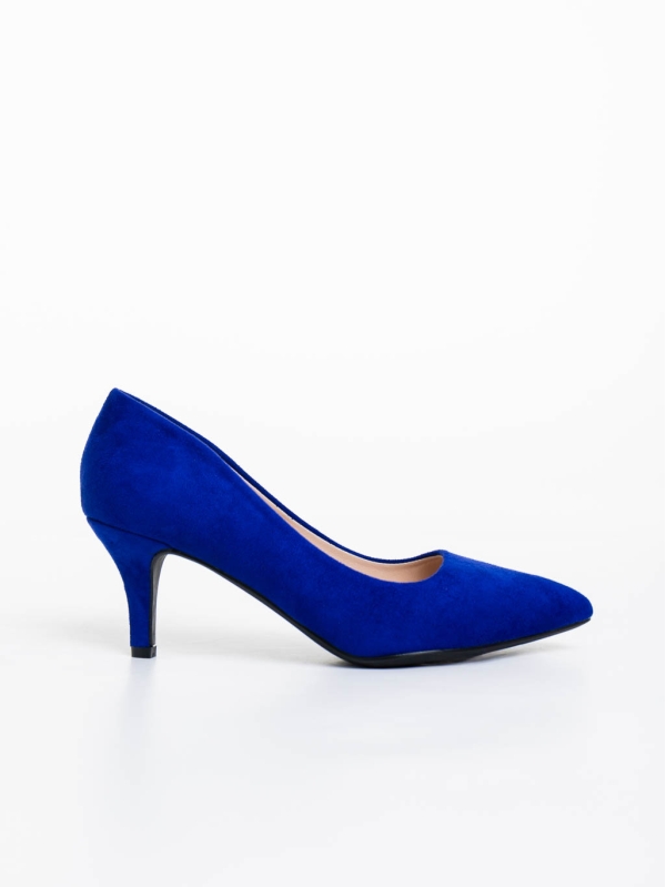 Dayla kék női magassarkú cipő textil anyagból, 5 - Kalapod.hu