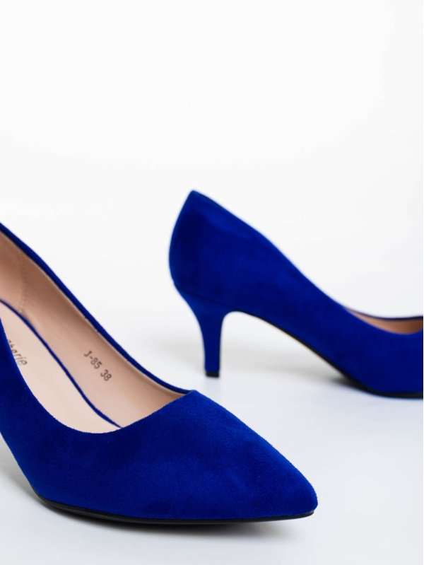 Dayla kék női magassarkú cipő textil anyagból, 6 - Kalapod.hu