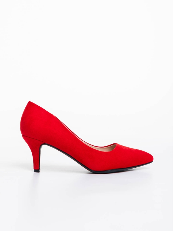 Dayla piros női magassarkú cipő textil anyagból, 5 - Kalapod.hu