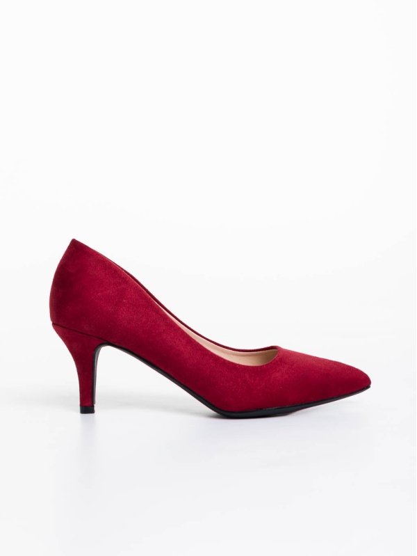 Dayla gránátszínű női magassarkú cipő textil anyagból, 5 - Kalapod.hu