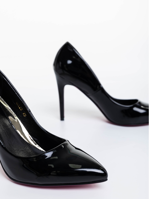 Sabiya fekete női magassarkú cipő lakkozott ökológiai bőrből, 6 - Kalapod.hu