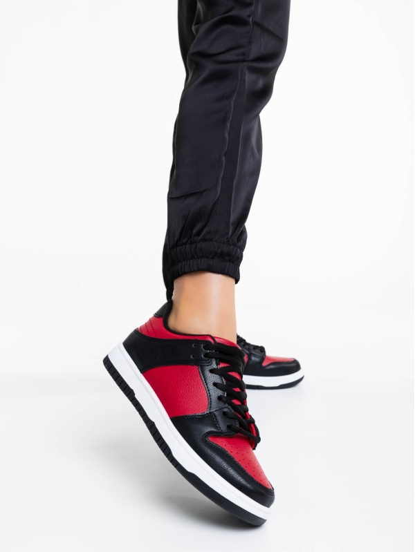 Remmie piros és fekete női sportcipő ökológiai bőrből, 2 - Kalapod.hu