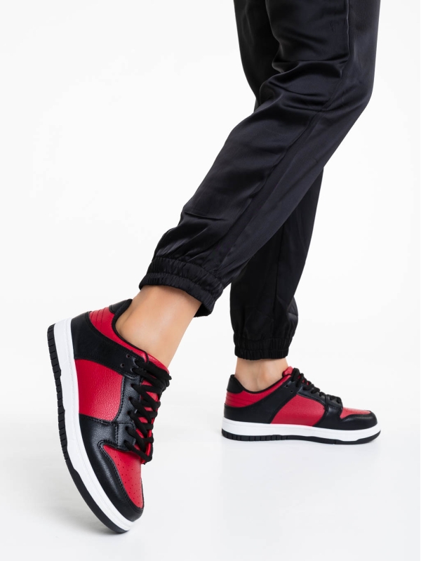 Remmie piros és fekete női sportcipő ökológiai bőrből, 3 - Kalapod.hu