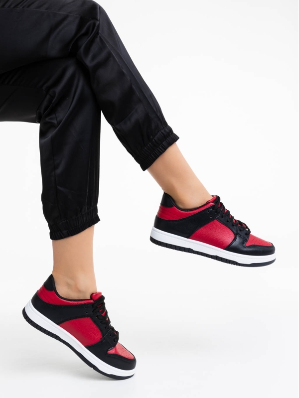 Remmie piros és fekete női sportcipő ökológiai bőrből, 6 - Kalapod.hu