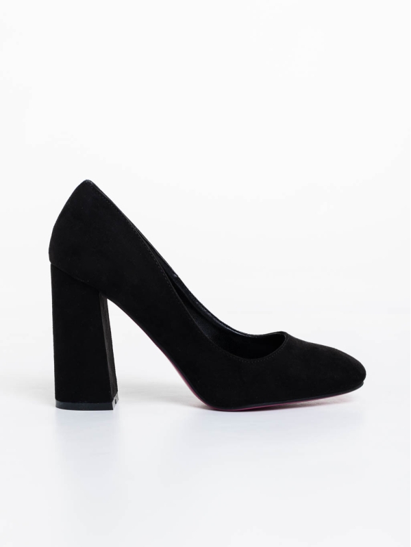 Orlina fekete női magassarkú cipő textil anyagból, 5 - Kalapod.hu