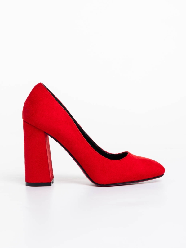 Orlina piros női magassarkú cipő textil anyagból, 5 - Kalapod.hu