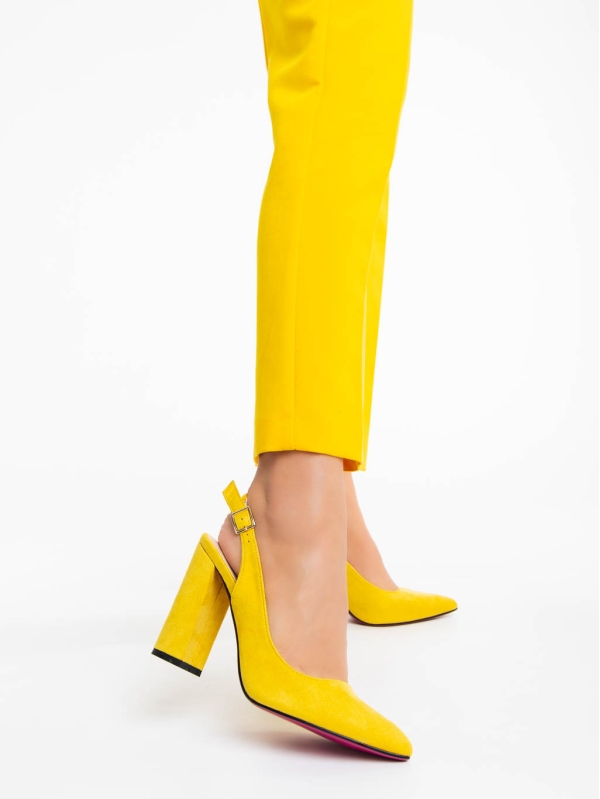Tamana sárga női magassarkú cipő textil anyagból - Kalapod.hu