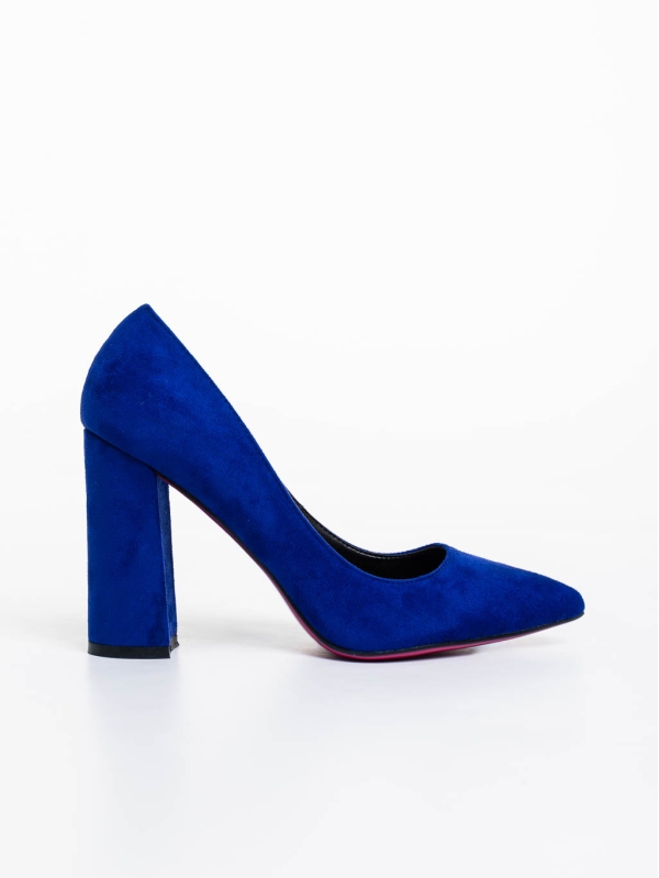 Tohura kék női magassarkú cipő textil anyagból, 5 - Kalapod.hu