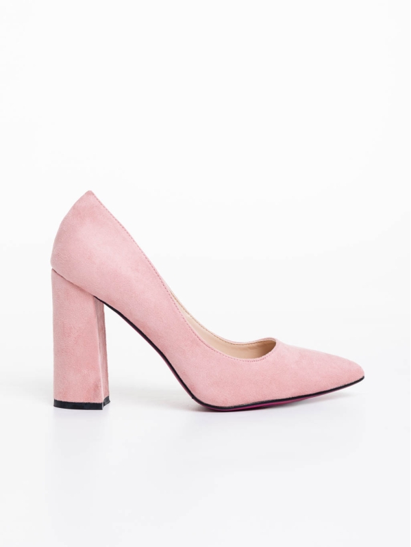 Tohura rózsaszín női magassarkú cipő textil anyagból, 5 - Kalapod.hu