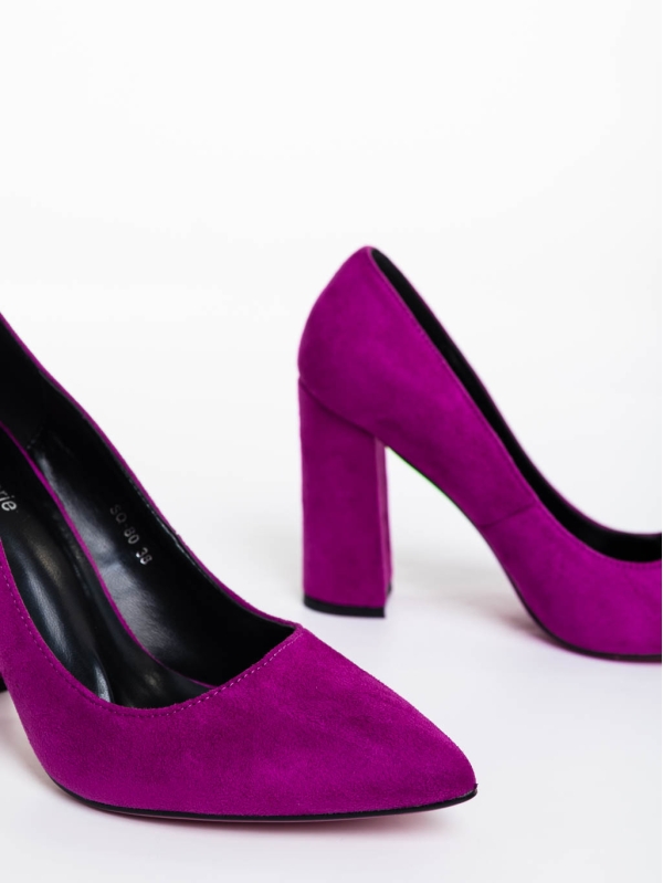 Tohura lila női magassarkú cipő textil anyagból, 6 - Kalapod.hu