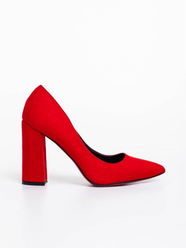 Tohura piros női magassarkú cipő textil anyagból, 5 - Kalapod.hu
