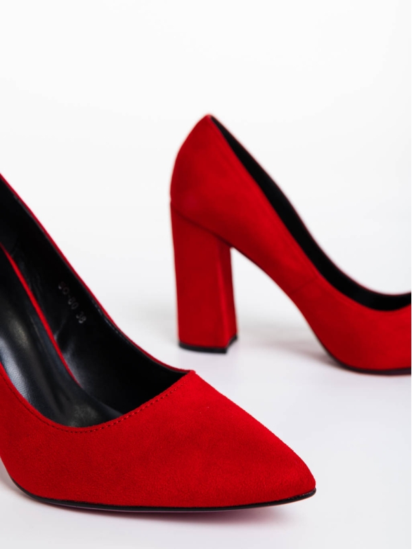 Tohura piros női magassarkú cipő textil anyagból, 6 - Kalapod.hu