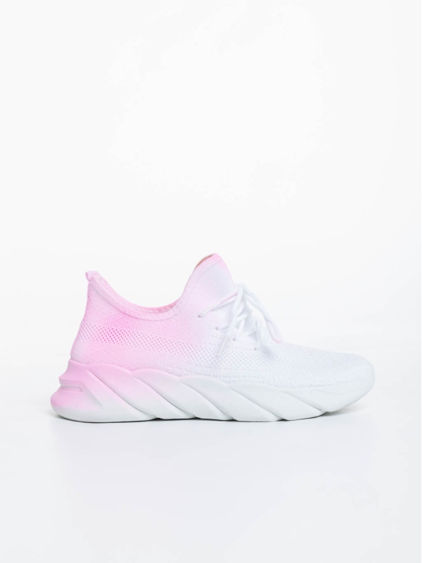 Lienna fehér és rózsaszín női sportcipő textil anyagból, 5 - Kalapod.hu