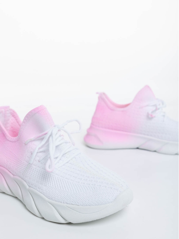 Lienna fehér és rózsaszín női sportcipő textil anyagból, 6 - Kalapod.hu