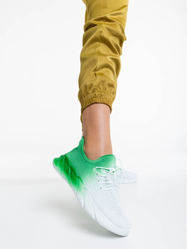 Lienna fehér és zöld női sportcipő textil anyagból, 2 - Kalapod.hu