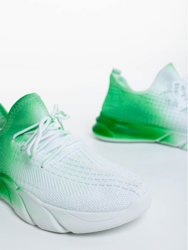 Lienna fehér és zöld női sportcipő textil anyagból, 6 - Kalapod.hu