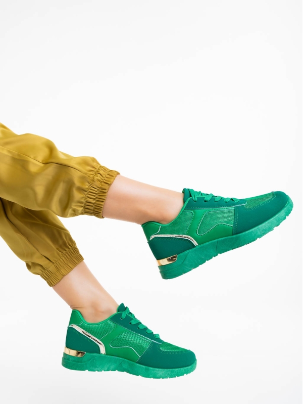 Laraine zöld női sportcipő textil anyagból, 3 - Kalapod.hu