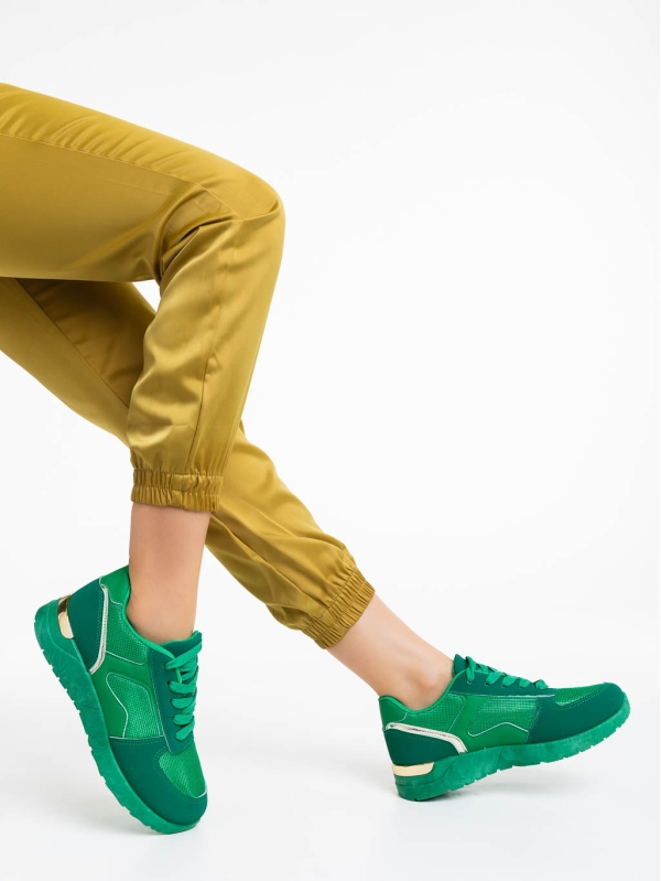 Laraine zöld női sportcipő textil anyagból, 4 - Kalapod.hu