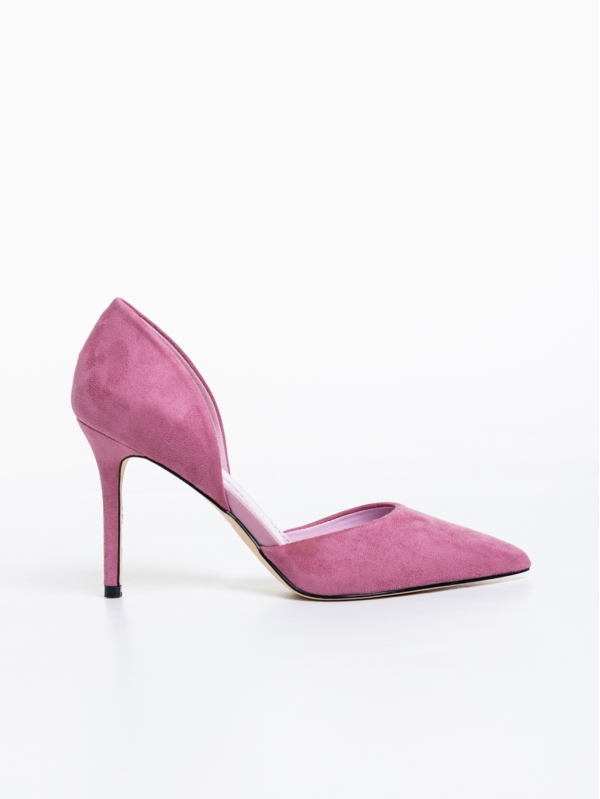 Gloriette lila női magassarkú cipő textil anyagból, 5 - Kalapod.hu