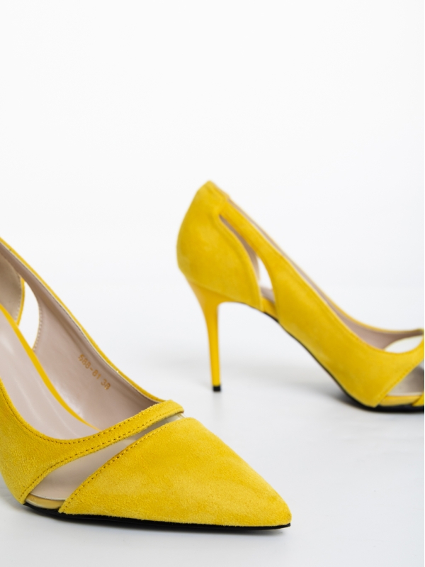 Lonyn sárga női cipő textil anyagból, 6 - Kalapod.hu
