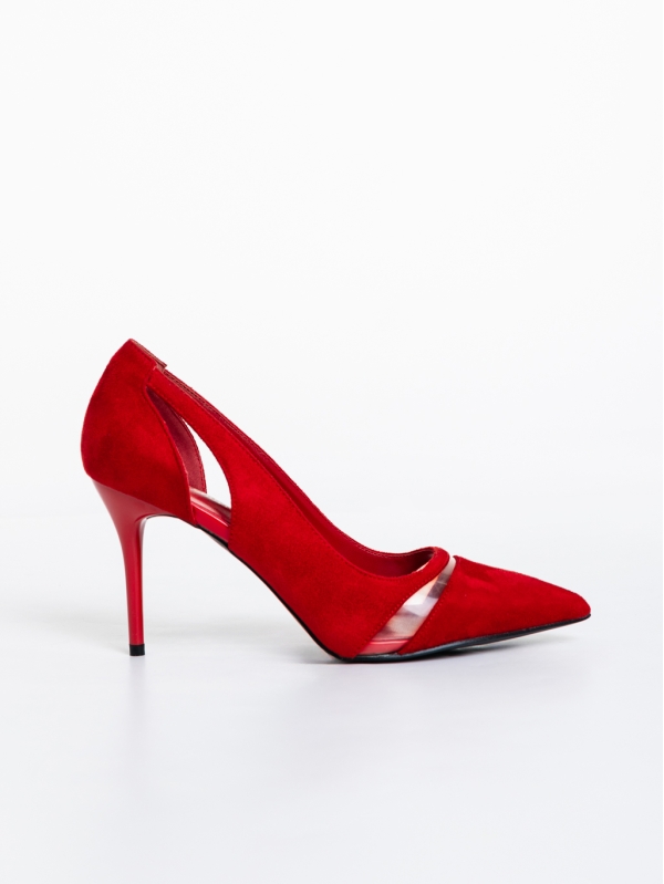 Lonyn piros női cipő textil anyagból, 5 - Kalapod.hu