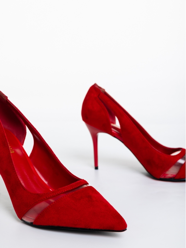 Lonyn piros női cipő textil anyagból, 6 - Kalapod.hu
