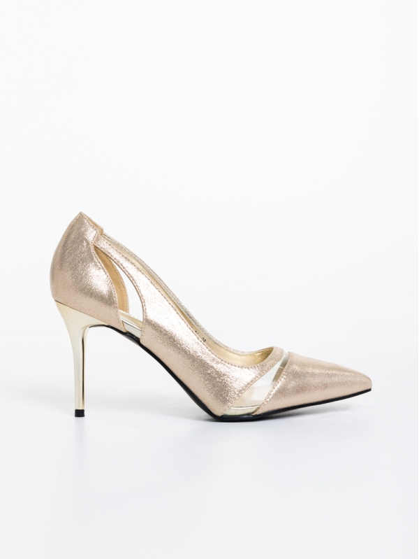 Lonyn aranyszínű női cipő textil anyagból, 5 - Kalapod.hu