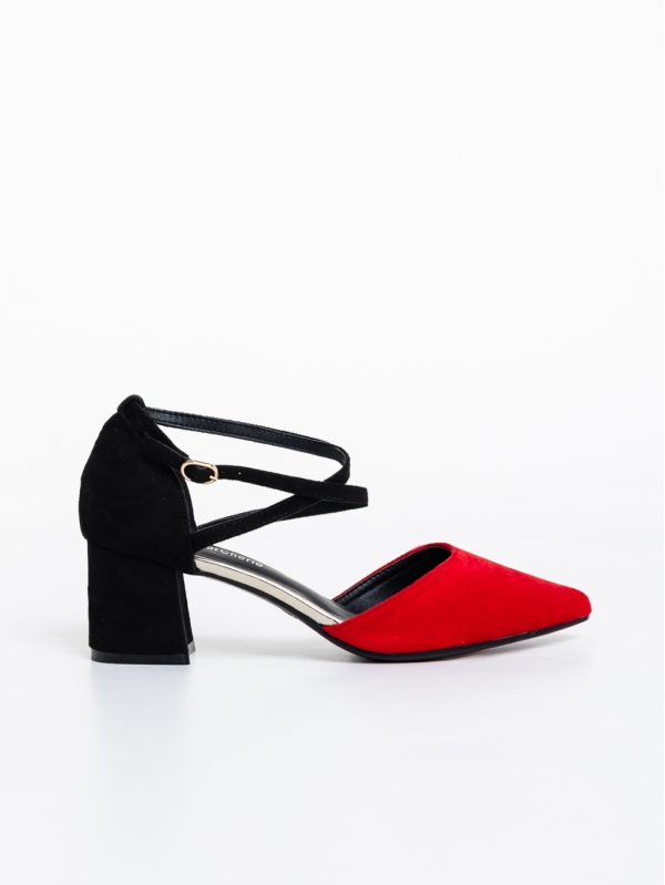 Sisley piros női magassarkú cipő textil anyagból, 5 - Kalapod.hu