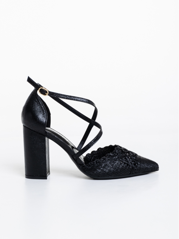 Laicie fekete női cipő textil anyagból, 5 - Kalapod.hu