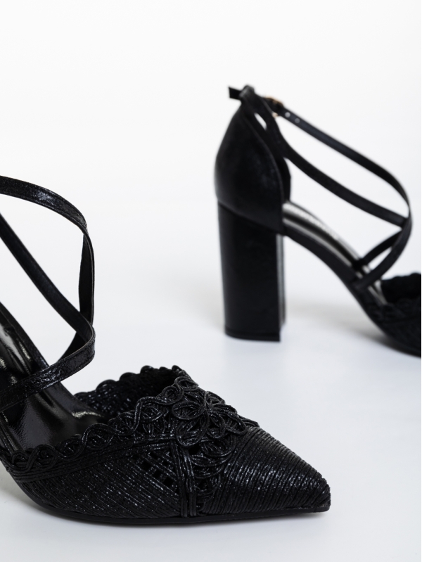 Laicie fekete női cipő textil anyagból, 6 - Kalapod.hu