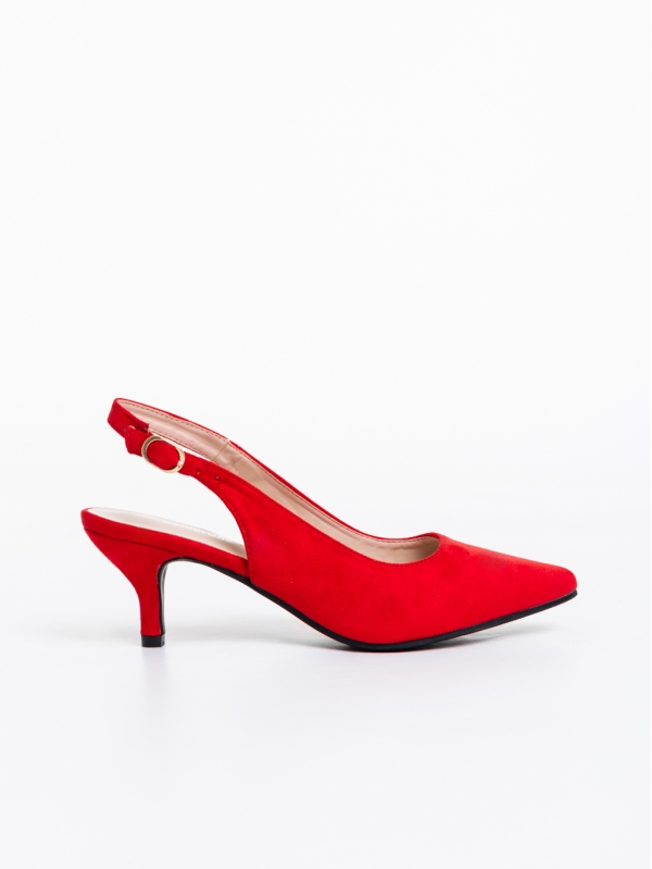 Valbona piros női magassarkú cipő textil anyagból, 5 - Kalapod.hu