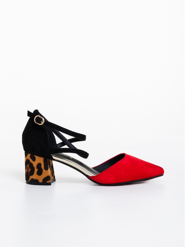 Sisley piros női magassarkú cipő textil anyagból, 5 - Kalapod.hu