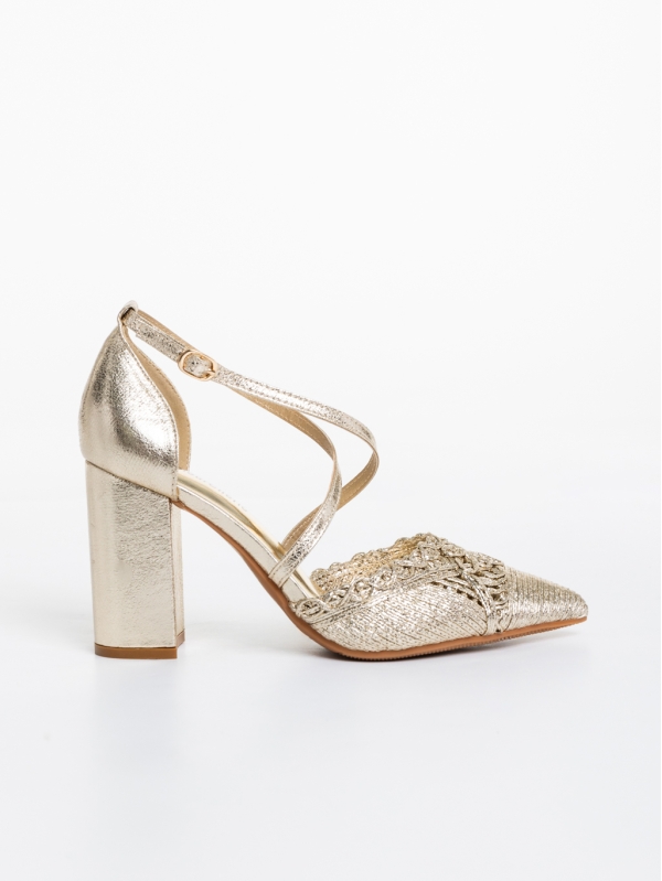Laicie aranyszínű női cipő textil anyagból, 5 - Kalapod.hu