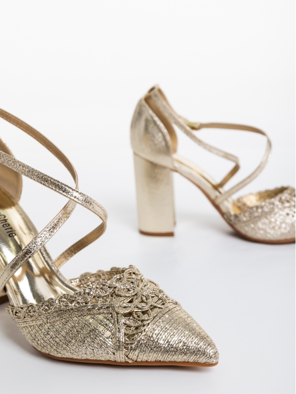 Laicie aranyszínű női cipő textil anyagból, 6 - Kalapod.hu