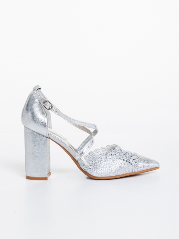 Laicie ezüstszínű női cipő textil anyagból, 5 - Kalapod.hu