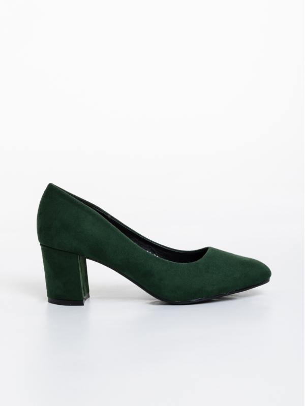 Domenica zöld női magassarkú cipő textil anyagból, 5 - Kalapod.hu