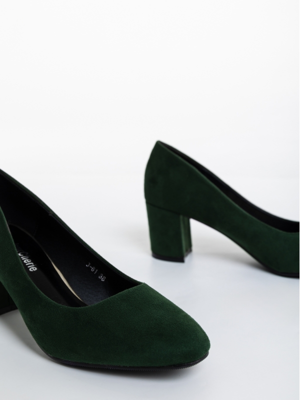 Domenica zöld női magassarkú cipő textil anyagból, 6 - Kalapod.hu