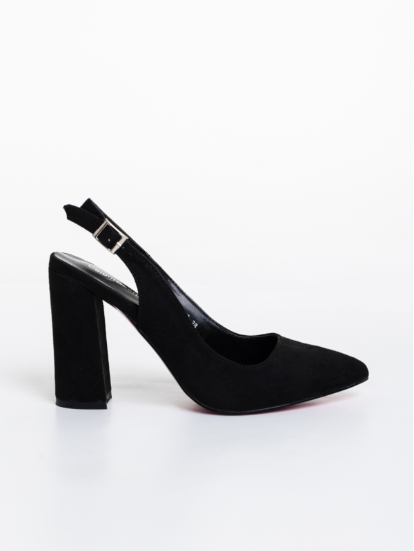 Keanna fekete női magassarkú cipő textil anyagból, 5 - Kalapod.hu