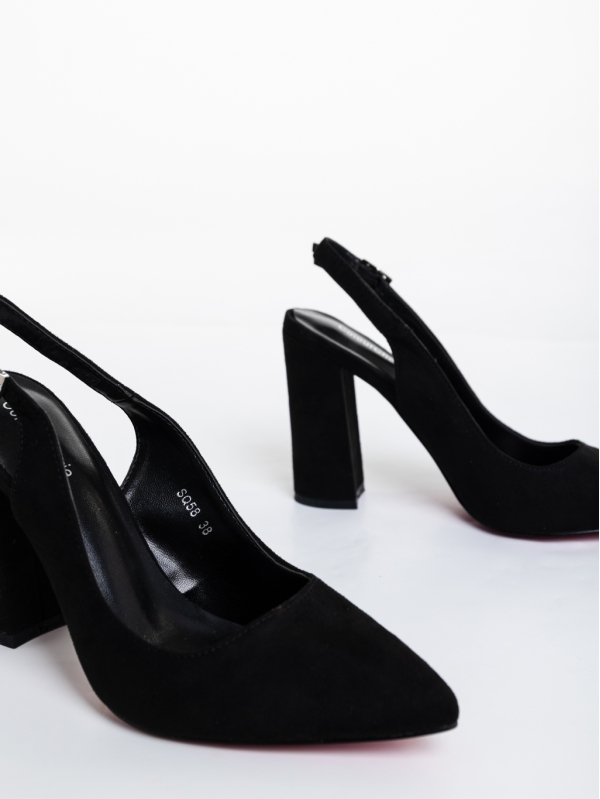 Keanna fekete női magassarkú cipő textil anyagból, 6 - Kalapod.hu