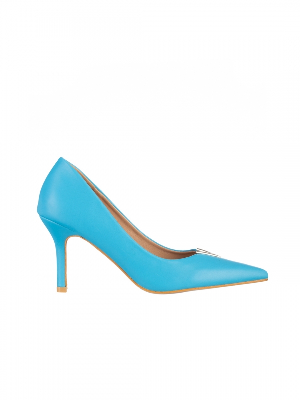 Laurissa kék női cipő sarokkal, műbőrből készült, 6 - Kalapod.hu