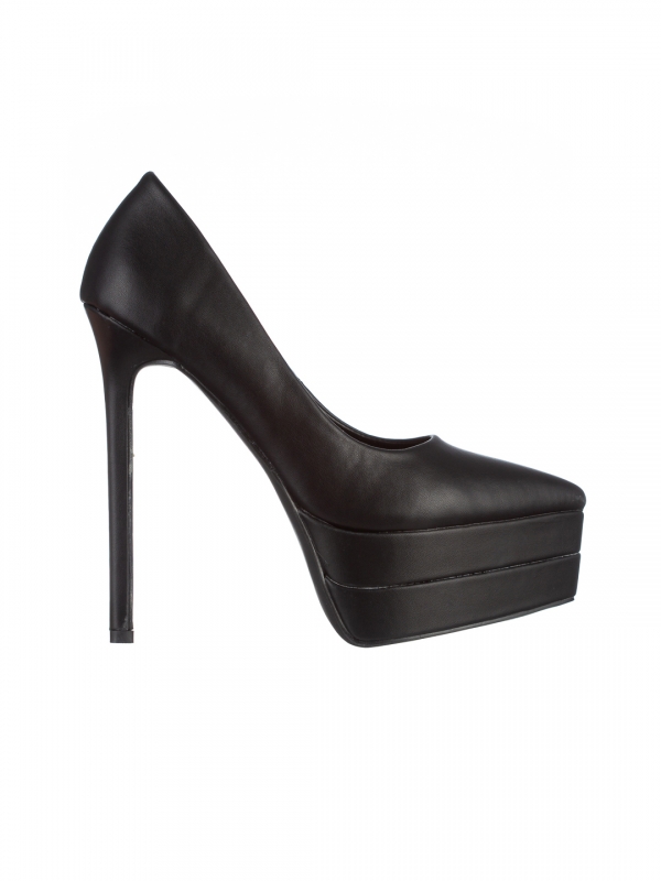 Malinda fekete női cipő sarokkal, műbőrből készült, 6 - Kalapod.hu
