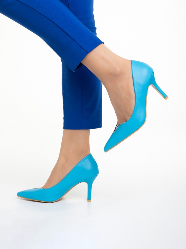 Laurissa kék női cipő sarokkal, műbőrből készült - Kalapod.hu