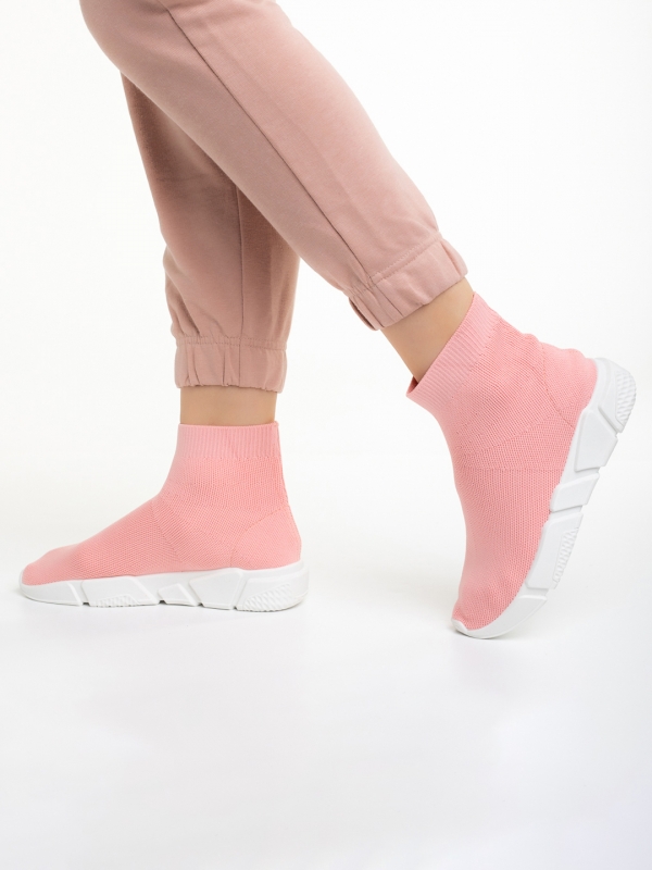 Barica rózsaszín női sportcipő, textil anyagból készült, 3 - Kalapod.hu