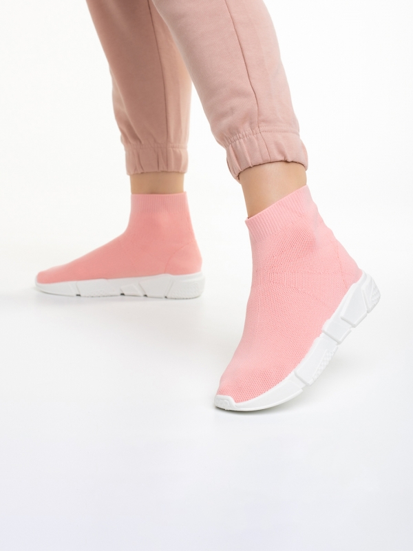 Barica rózsaszín női sportcipő, textil anyagból készült, 4 - Kalapod.hu