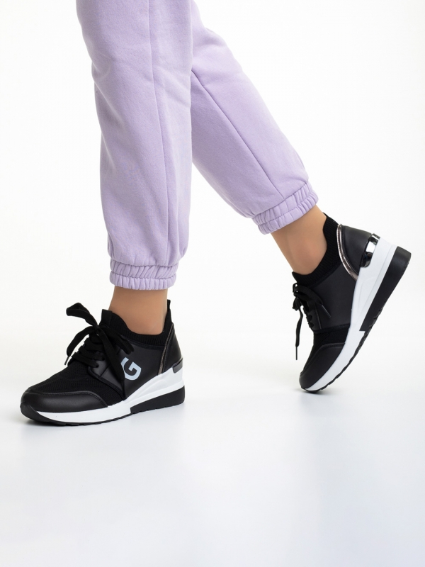 Alix fekete női sportcipő, műbőrből és textil anyagból készült, 3 - Kalapod.hu