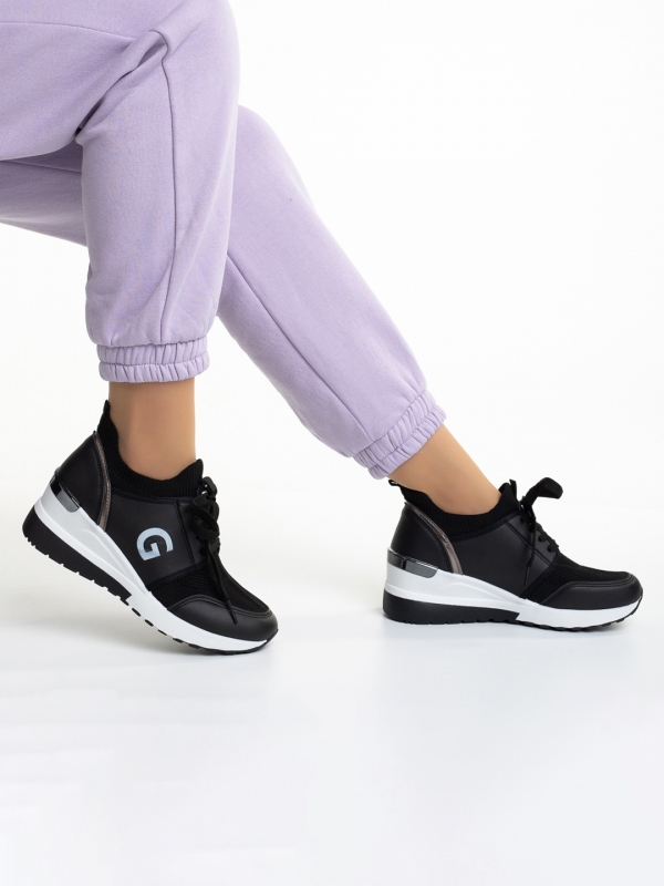 Alix fekete női sportcipő, műbőrből és textil anyagból készült, 4 - Kalapod.hu