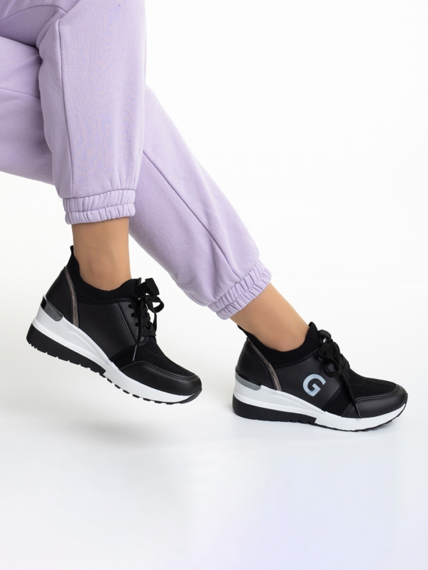 Alix fekete női sportcipő, műbőrből és textil anyagból készült, 5 - Kalapod.hu