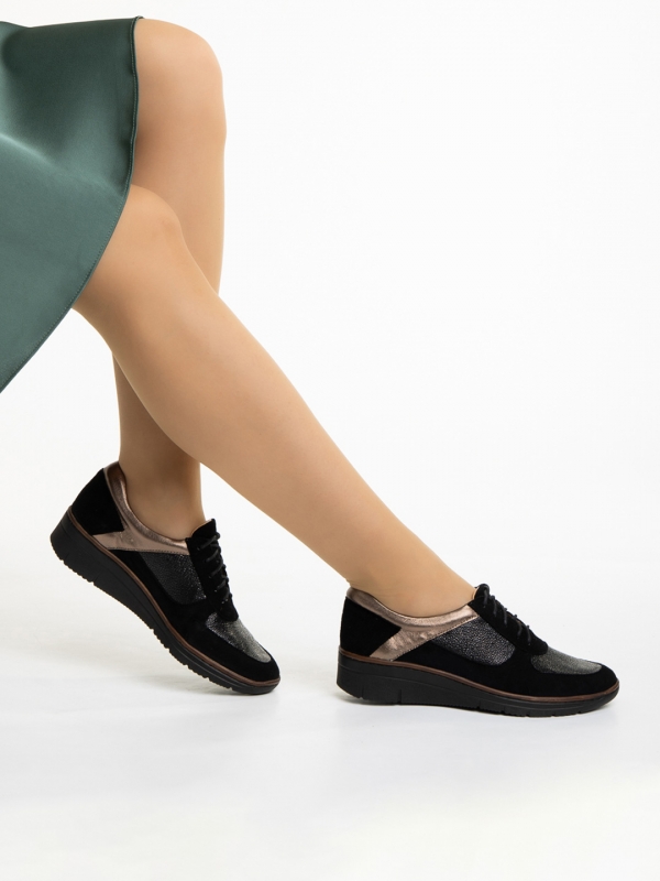 Meira fekete alkalmi női cipő, valódi bőrből készült, 2 - Kalapod.hu