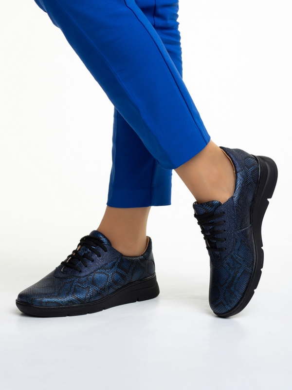 Anahita kék alkalmi női cipő, valódi bőrből készült, 2 - Kalapod.hu